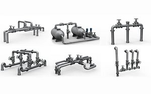3D industrial pipes assembly pack