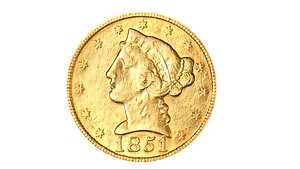 American five dollars coin 1851