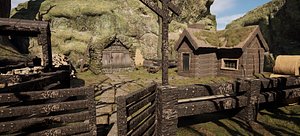 3D Farmer House and Barn in the Forest model