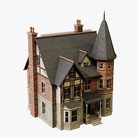 Victorian Turret House Queen Anne - Low Poly Game Ready with LODs
