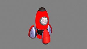 Cartoon red rocket ship 3D model