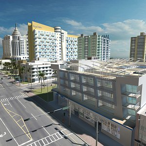 3D miami city street