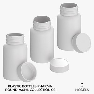 Plastic Bottles Pharma Round 750ml Collection 02 - 3 models 3D model
