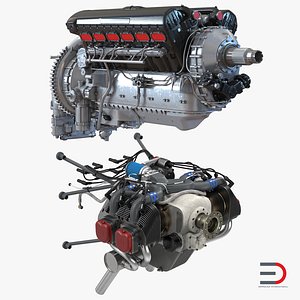 piston aircraft engines 3d 3ds