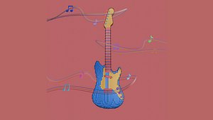 Pixel Art Guitar 3D model