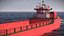 Split Hopper Barge Red Rigged for Maya