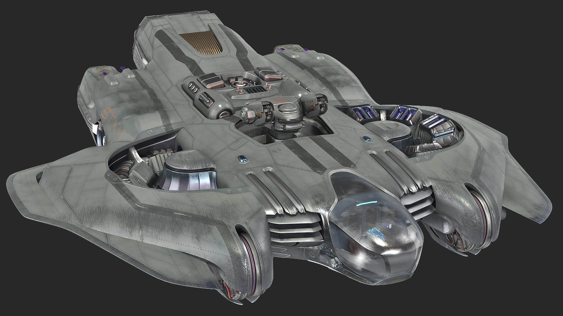 Sci-Fi Dropship Rigged 3D model preview