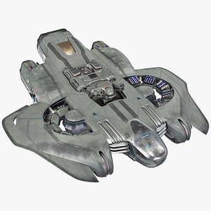 3D sci-fi dropship rigged ship model