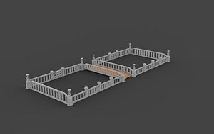 3D Japan bridge with a parapet 3D model