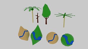 Planet and Tree Low Poly
