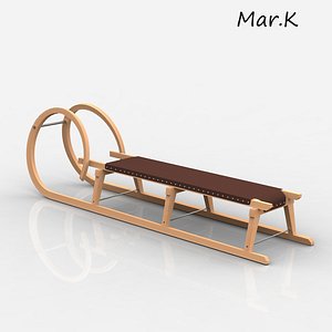 wooden snow sledge 3d model