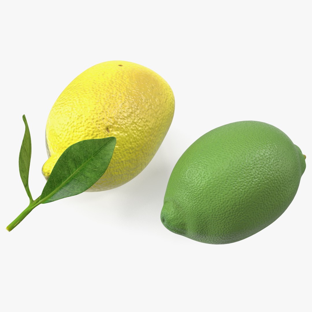 Plastic Green and Yellow Lemon 3D model preview