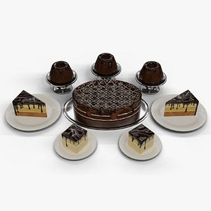 3D Chocolate Cakes Set model