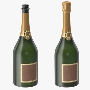 champagne bottle open closed c4d