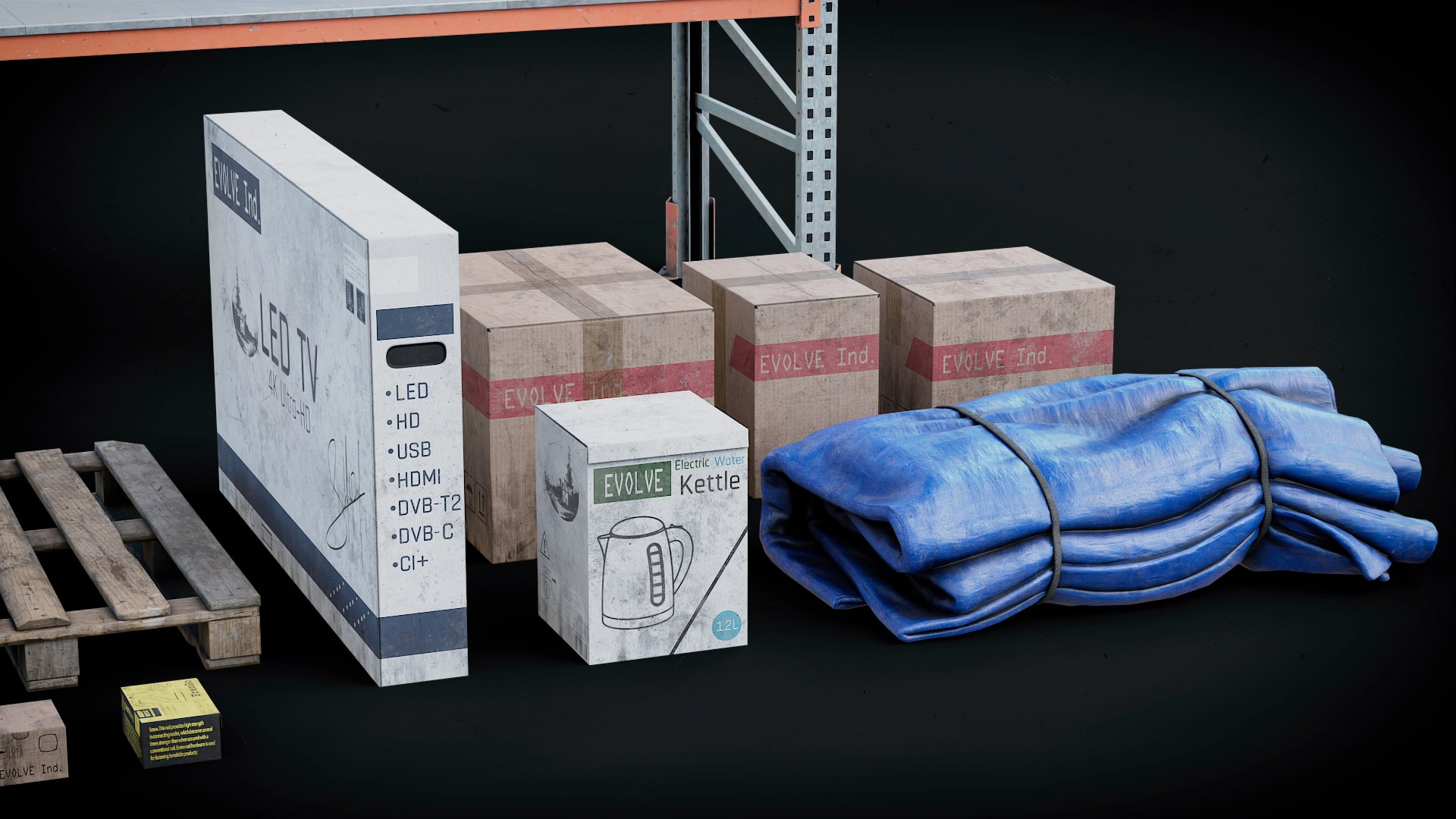 Modular Racks With Props Realtime 3D Model - TurboSquid 2214379