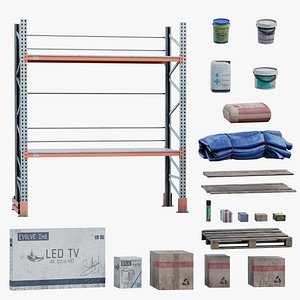 Modular Racks with Props Realtime 3D model