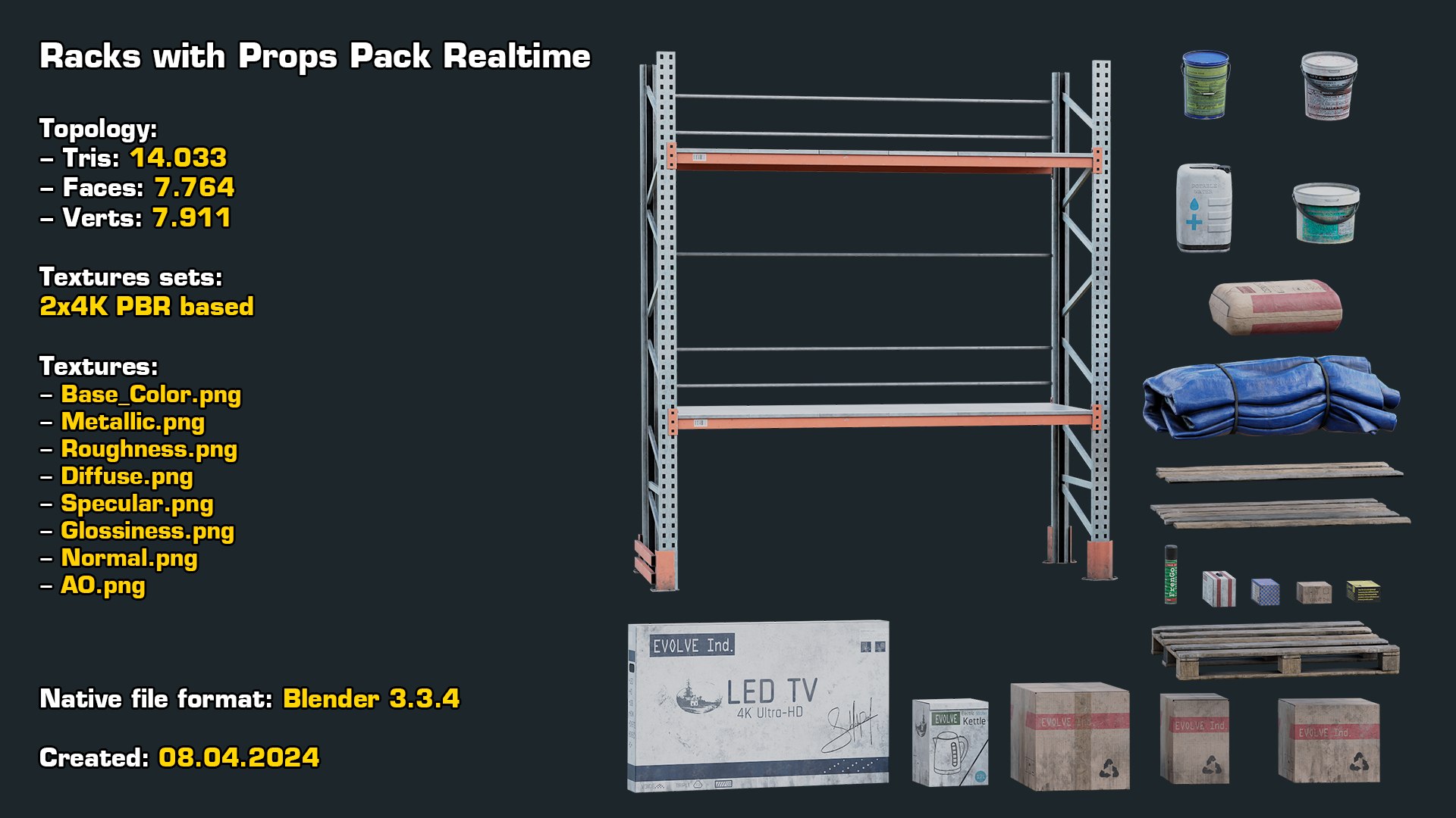 Modular Racks With Props Realtime 3D Model - TurboSquid 2214379