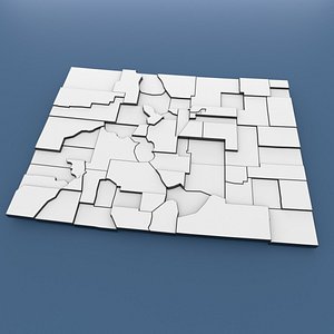 3D Colorado Counties - Map of United States of America USA model
