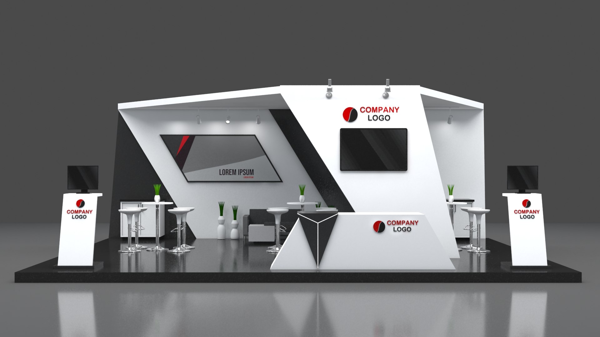 3D 9 Booth Modern Model - TurboSquid 1799334