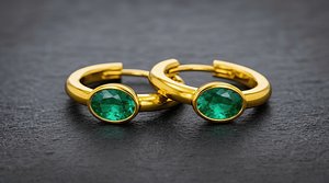 Elegant hoop earrings with an English clasp and a closed stone setting 3D model