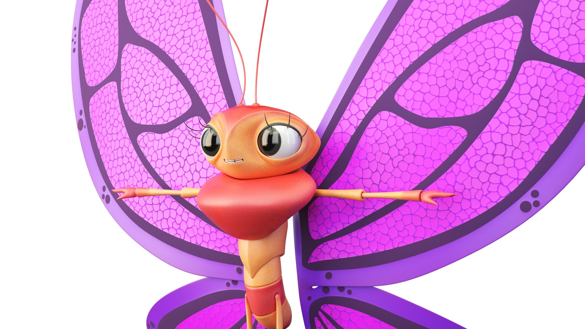 3D Cartoon Butterfly Character - TurboSquid 2070215