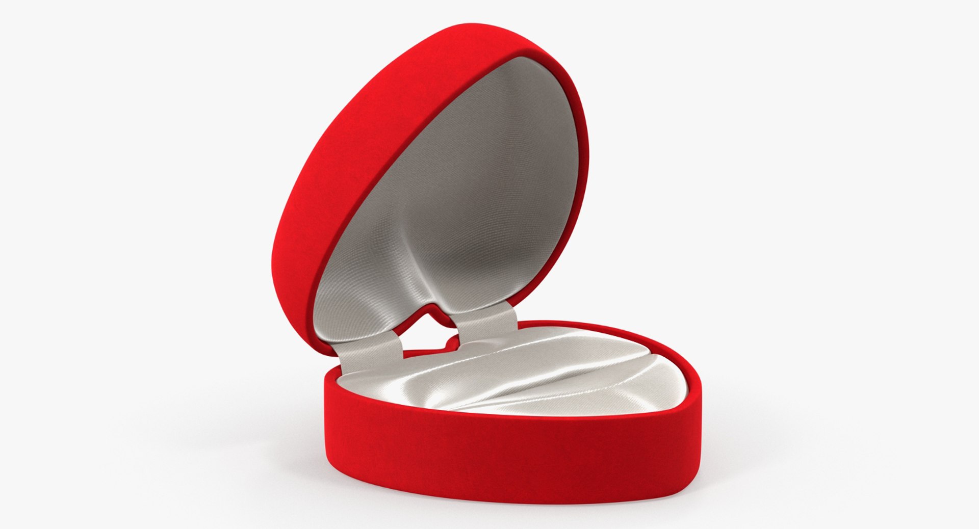 Red Velvet Heart Shaped Empty Gift Box 3D model preview