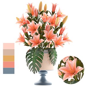 3D bouquet pink lilies