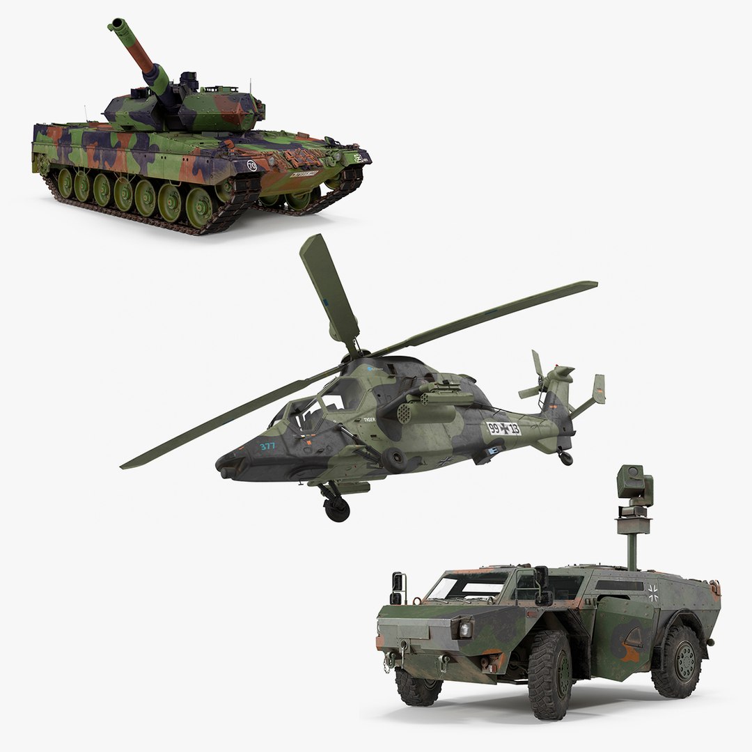 Rigged German Military Vehicles Collection 3D model preview