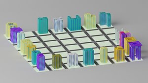 3D model Cartoon City Buildings Pack