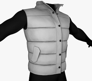 3D model white puffer vest