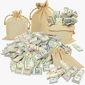 3D Money Bags Collection V23