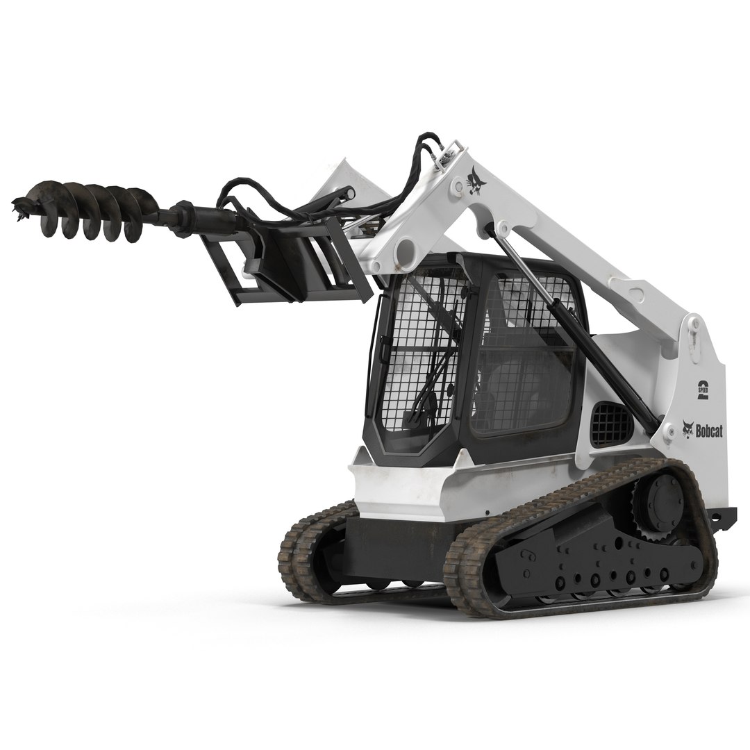 Compact Tracked Loader Bobcat with Auger Rigged 3D Model 3D model preview