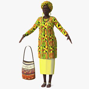 African Woman Wearing Traditional Clothes Neutral Pose 3D model