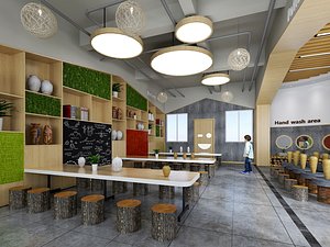 Modern Ceramics Museum and Classroom Scene 3D Model 3D model