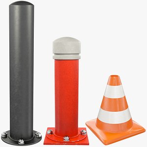Road Safety Bollards and Cone Collection V3 3D model