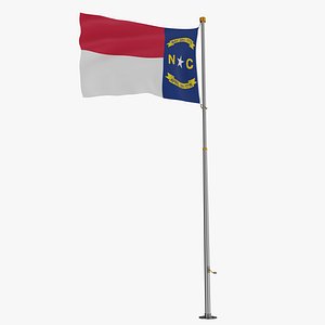 Pole Flag New Carolina 3D model