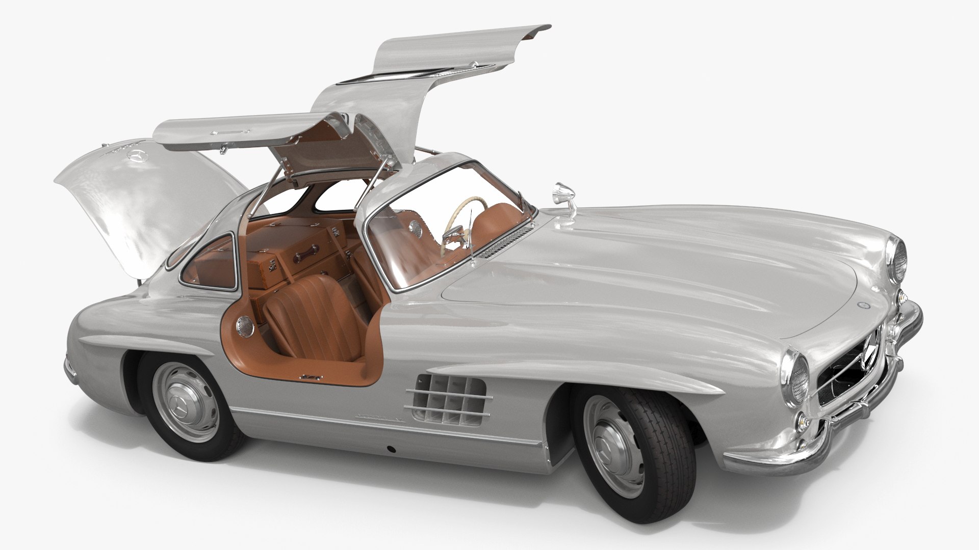 1955 Mercedes Benz 300SL Gullwing Rigged 3D model preview
