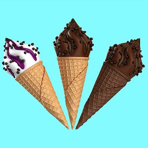 render cones ice creams 3D model