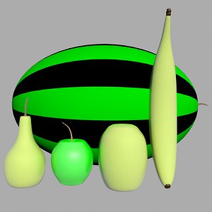 fruits watermelon orange 3D