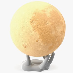 Decorative Lamp Moon On Hand Stand Yellow Light On 3D model
