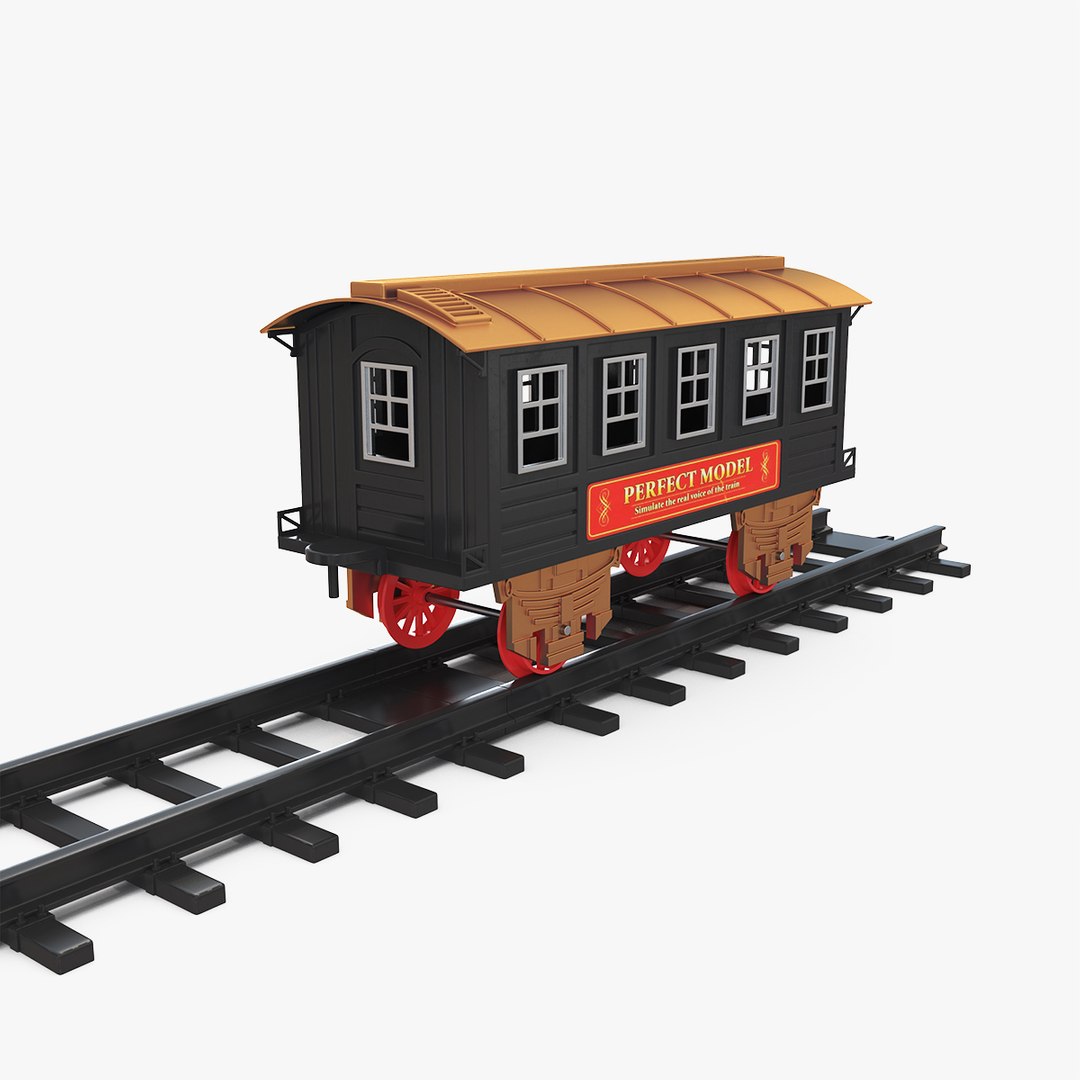 Toy Train Carriage with Rails 3D Model 3D model preview
