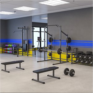 Gym And Locker Room Interior Scene
