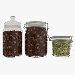 3D Coffee bean glass jars