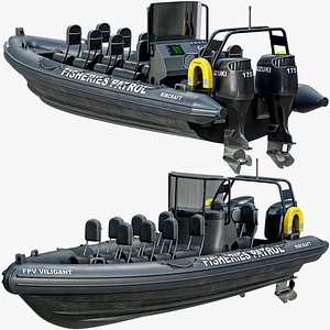 Rigged RHIB Patrol Inflatable Boat PBR