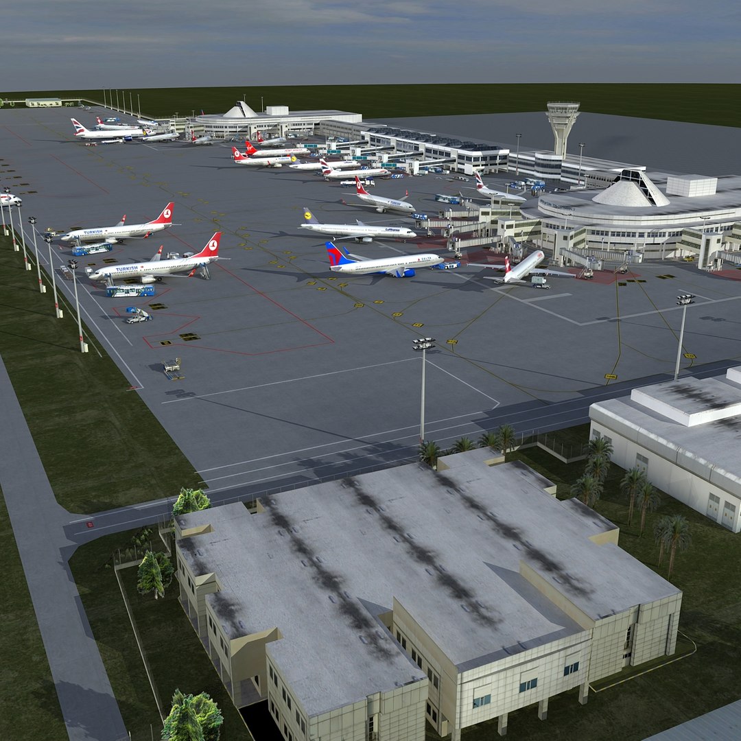 3d model of airport vehicles planes air