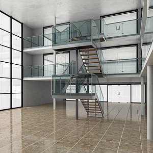 Offices and commercial hall 02 3D