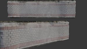 Scanned Brick Wall with Stone Trim 3D model