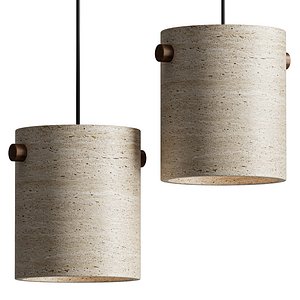 Wabi Sabi Travertine Cylinder Pendant Light
