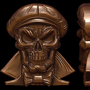3D model Gentleman Skull relief 3D print model