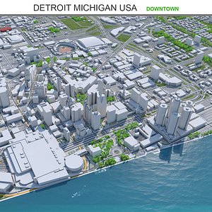 Detroit Downtown Michigan USA model
